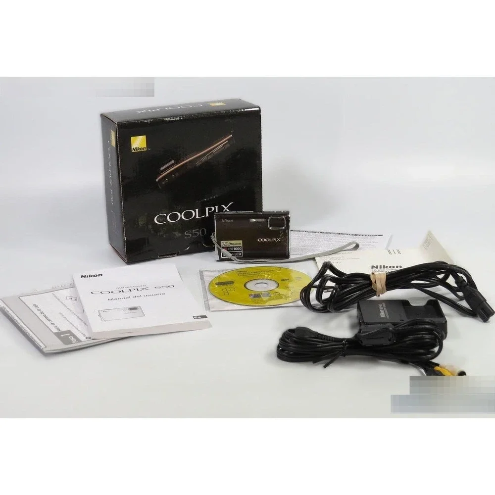 Nikon Coolpix S50 Digital Camera 7.2MP 3.0 LCD VR Boxed Bundle w/ MH-62 Charger